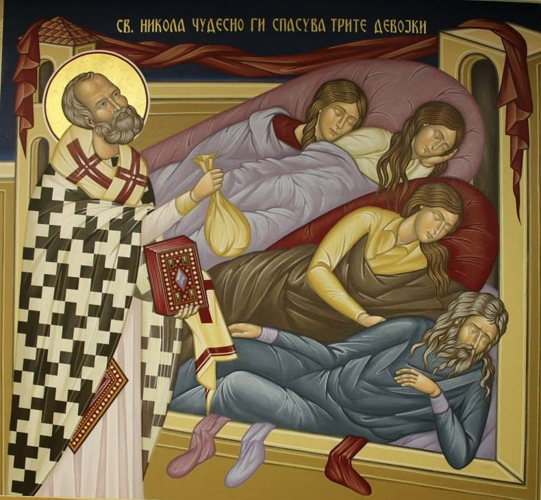 St. Nicholas dropping coins